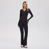 Conjunto de Roupas de Yoga Transfronteiriço da Amazon para Mulheres, Jaqueta Esportiva de Corrida de Alta Elasticidade para Uso Externo e Fitness, Top Modelador, Manga Longa