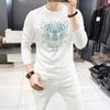 Nueva Camiseta de Manga Larga para Hombre, Camiseta Básica de Cuello Redondo, Top para Primavera y Otoño, Estilo Europeo, Cabeza de Tigre Audaz, Corte Ajustado, Moda Masculina Tendencia
