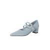 Zapatos Perforados Transpirables Calados Zapatos de Boca Baja para Mujer Nuevos Primavera y Verano Pedrería Velcro de Una Palabra Zapatos Mary Jane de Cuero