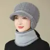 Chapéu Feminino Outono Inverno Novo com Pelúcia Grossa Proteção Auricular de Pelo de Coelho Chapéu de Lã Quente para Ciclismo Chapéu de Tricô de Proteção Fria para Mãe