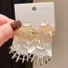 Brincos Geométricos Vazados em Forma de Leque com Zircônia, Estilo Luxo Leve Agulha de Prata, Versáteis e Modernos, Adequados para o Dia a Dia, Brincos de Nicho de Alta Qualidade