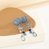 Pendientes Cuadrados Azules con Borlas Estilo Vacaciones Suave Moda Alto Sentido Personalizados Pendientes de Plato para Mosquitos