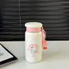 Taza térmica de gato KT de dibujos animados, elegante taza de café para niñas, portátil y conveniente para estudiantes, perfecta para llevar en el bolsillo, adecuada para deportes y uso en el coche