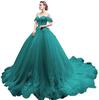 Falda Abullonada de Tul Colorida Estilo Nuevo 2026 Europea y Americana con Cola Larga, Dobladillo de Falda Grande Vestido de Novia, Vestido para Banquete, Examen de Arte, Vestido para Actuación en Solitario