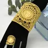 Apertura Conjunto de Anillos de Pulsera de Cobre Dubai Hueco Tallado Chapado en Oro Joyería Novia Shale Joyería de Oro Venta Directa de Fábrica