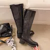 Botas femininas longas estilo britânico com salto grosso, botas de salto alto femininas, botas de montaria, novo estilo feminino, outono e inverno, zíper nas costas, sola grossa 2026