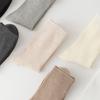 Calcetines Blancos de Color Sólido Estilo Raya Fina Patrón Vertical Sencillos Tubo Medio Apilables Crema Arroz Doble Aguja ins Estilo Coreano Calcetines Doble Aguja Universidad