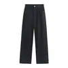 Jeans de Cintura Alta Vibe Wide-Leg Emagrecedor para Mulheres, Caimento Solto, Petite, Novo Estilo Coreano, Calça Versátil de Perna Reta com Caimento Longo até o Chão