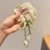 Scrunchie Infantil Doce Estilo Japonês Pétala de Tulipa com Toque de Luxo, Prendedor de Cabelo Grande de Gaze para Penteados de Coque para Meninas