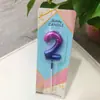 Decoración de Vela con Degradado Morado-Azul Cielo Estrellado Galáctico Estilo Ins Números de Pastel para Fiesta de Cumpleaños 0-9 Degradado Cielo Estrellado