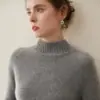 Suéter de Cachemira Grueso de Tres Hilos Estilo Nuevo 2025 para Mujer, Cuello Alto Medio, Mangas Raglán, Jersey de Cachemira de Cabra, Capa Base Suave y Acogedora