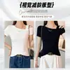Camiseta Blanca de Un Hombro para Mujer Manga Corta Verano Ajustada Camisola Top sin Hombros Camiseta Negra Nuevo Estilo 2025