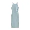 Vestido Colete Sem Manga de Temperamento Feminino Verão Novo para o Trabalho Estilo Coreano Cintura Marcada Emagrecedor Saia Longa/Curta Gentil