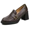 Versión de Piel de Oveja ~ Mocasines de Tacón Alto de Cuero Genuino Estilo Británico para Mujer, Slip-On Retro Versátiles para el Trabajo, Zapatos Silenciosos de Cuero