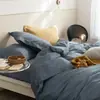 Aquecedor pequeno! Conjunto de cama de quatro peças 100% algodão de fibra longa escovado, lençóis de algodão puro, capa de edredom e lençol de elástico espessado