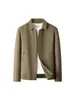 Yingao Chaqueta de solapa para hombre de negocios estilo Old Money Otoño Mediana edad Informal Cremallera Nueva Ropa de abrigo para hombre Transfronteriza