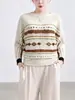 Ropa de mujer para principios de otoño: Blusas de diseñador con estampados únicos, cuello redondo, mangas murciélago, corte holgado, adelgazante, Camiseta de manga larga Issey Miyake
