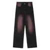 Vibe de marca de moda de rua jeans americano feminino primavera e outono 2024 design retrô calça reta caimento calças versáteis