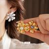 Pin de Plata Chapado en Oro Real de 18K Flor Clip para Oreja Aretes de Moda Retro Combinables Lujo Ligero Aretes Exagerados de Alta Gama para Mujer