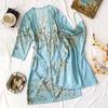 Pijama Transfronterizo Denilyn Estampado Seda de Hielo Camisón con Tirantes Primavera y Otoño Conjunto de Ropa de Casa Casual y a la Moda de Dos Piezas
