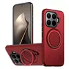 Funda para teléfono con sensación de piel para Xiaomi 17t Pro con cobertura total y soporte de anillo giratorio, Funda magnética para Redmi Note 17
