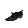 Zapatos Pequeños de Cuero Genuino con Cordones, Patchwork de Punto de Piel de Cordero, Zapatos de Calle de Tacón Bajo Grueso, Punta Cuadrada, Corte Profundo, para Mujer, Otoño 2026