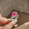 Anillo de Fruta del Dragón Rojo Rosa Diamante Rubí de Moda y Lujoso con Diseño de Mariposa Súper Hada Anillo Azul Paraíba Tanzanita para Mujer