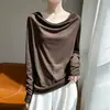 Suéter de punto largo de estilo francés, sin esfuerzo chic, elegante y de corte holgado con escote asimétrico, perfecto como capa base para otoño e invierno