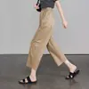 Pantalones de Guadaña de Nueve Puntos para Mujer, Pantalones Casuales, Nuevo Estilo Verano 2026, Pantalones de Pierna Ancha Estrecha, Pantalones de Mujer de Cintura Alta, Rosa