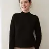 Suéter de cachemira para mujer de otoño e invierno con cuello redondo semialto, estilo pullover, tejido suelto, top engrosado, versátil y adelgazante