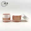 Fundo com Padrão Garrafa Redonda Garrafa Acrílica Laranja Frasco com Bomba para Loção Essência Frasco para Creme Material de Embalagem para Conjunto Cosmético