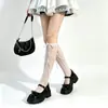 Calcetines de media pantorrilla con lazo de cinta de lunares blancos JK deseo puro blanco seda chica Lolita finos de media pantorrilla ins de moda