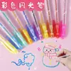 Bolígrafo de Purpurina de Colores para Niños Pintura Graffiti para Niños Toma de Notas Gel con Purpurina Luminosa Arena Movediza Plata Luz que Cambia de Color Resaltador