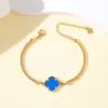 Pulsera de trébol de cuatro hojas de la suerte de acero de titanio más vendida de Amazon, chapada en oro, no se decolora, fabricante de joyería, accesorios al por mayor