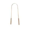 Raspador de Língua de Cobre Puro Limpador de Língua em Forma de U Placa Raspadora de Língua para Remover Mau Hálito e Limpar a Boca Conjunto de Cuidados