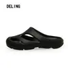 Pantuflas Baotou para Mujer Zapatos con Agujeros Estilo Nuevo de Verano Calzado de Exterior Pantuflas de Moda Antideslizantes Desodorantes EVA Elevados