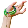 Collar de Cadena para Clavícula con Diseño de Crisoprasa Verde Imperial Transparente de Alta Calidad, Lapislázuli y Cristal Blanco