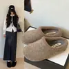 Chinelos de Pelo Birkenstock Femininos 2026 Estilo Novo de Inverno Uso Externo Acolchoado Quente Slip-on Bico Fechado Meio Chinelo