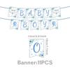 Tema Festa Chá de Bebê Batismo Menino Transfronteiriço Louça Decoração Suprimentos Banner Festa Menino Prato de Papel Bandeirola Decoração