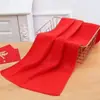 Ventas Directas de Fábrica Fibra Ultrafina Suave Absorbente Gofrado Rojo Brillante Regalos de Boda Recuerdos de Fiesta 35*75 Toalla