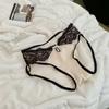 Ropa Interior Femenina Transpirable Sin Marca Estilo Francés Chica Sexy Encaje Hueco Puro Deseo Braguitas de Satén
