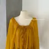 Conjunto de dos piezas Ruoxin de principios de otoño, nuevo, estilo francés, elaborado, con volantes, cuello cuadrado, de atar, manga larga, con sujetador y camisola incorporados