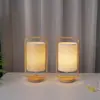 Luminária de mesa LED recarregável de madeira maciça transfronteiriça, luminária de tecido portátil, luz mini de acampamento, controle remoto por toque, luz noturna