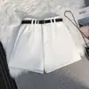 Shorts de traje grises de verano para mujer, pantalones anchos holgados de cintura alta nuevos 2026, pantalones casuales versátiles de línea A