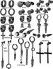 Brincos de zircônia novos da Amazon brincos de tarraxa de aço inoxidável cruz halteres prata preto conjunto misto brincos transfronteiriços