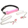 Juguetes sexuales hueso de perro tapón bucal con pinza para pezones entrenamiento esclavo herramienta de tortura bola bucal de silicona alternativa artículos para adultos