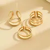 Anel Ajustável com Abertura Geométrica Vazada Moda Feminina Anel Personalizado Senso de Linha Ouro Vazado Ornamentos de Mão Mulheres