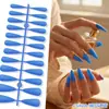 Puntas de Uñas Europeas y Americanas de Moda de Gama Alta Mate de Punta Larga, Colección de Color Sólido, Piezas para Uñas, 24 Piezas