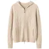 Nuevo cárdigan de cachemira con capucha de punto trenzado cálido para otoño e invierno para mujer, engrosado, suave y agradable para la piel, abrigo suéter