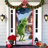 Popular Transfronteiriço Monstro Peludo Verde Grinch Pendurado Capa de Porta Pano de Fundo Decoração de Porta de Casa Pano Pendurado para Atmosfera Festiva Pendurado